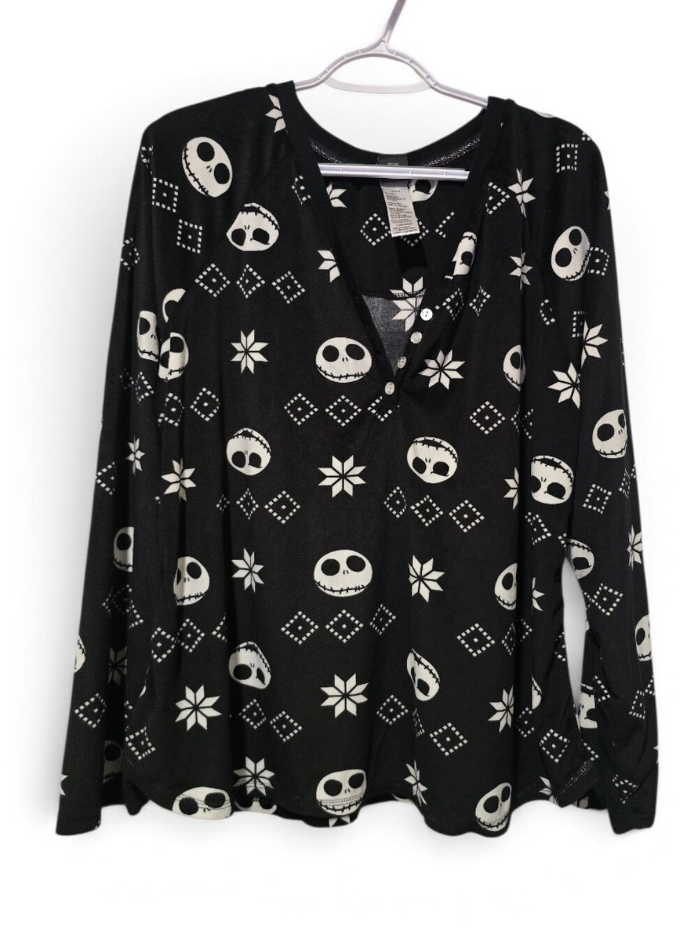 Disney The Nightmare Before Christmas Black Print Long Sleeve Pajama Top 2X